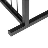 BukkitBow metalen kledingrek met schoenenrek, industrieel ontwerp, staand met bruin hout en zwart metalen frame.