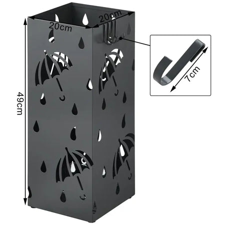 BukkitBow metalen paraplustandaard met regenwaterontwerp, roestvrij, multifunctioneel, 20x20x49cm, geschikt voor paraplu's.