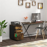 BukkitBow mobiele compacte archiefkast met 3 lades, zwart met metalen frame of licht/donker eikenhout, afmetingen 40x40x70cm.