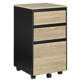 BukkitBow compacte mobiele archiefkast met 3 lades, zwart met licht eikenhout, afmetingen 40x40x70cm, multifunctioneel meubel.