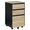 BukkitBow compacte mobiele archiefkast met 3 lades, zwart met licht eikenhout, afmetingen 40x40x70cm, multifunctioneel meubel.