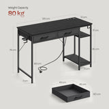 Moderne BukkitBow bureau met 2 laden, stopcontact en USB-poort, 120cm breed, strak design en functioneel voor thuis of kantoor.
