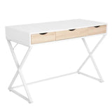 BukkitBow modern bureau met lades, hout en metaal, wit, 110x50 cm, stevig en ruim, geschikt voor kantoor of thuiswerkruimte