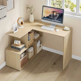 Moderne BukkitBow hoekbureau met 4 open opbergvakken en strak design, geschikt voor kantoor of thuiswerkplek.