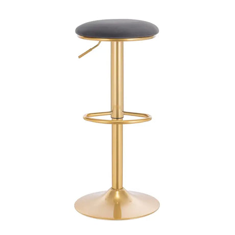 Moderne barkruk BukkitBow met fluwelen zitting, metalen frame, verstelbare hoogte, 360° draaibaar en voetsteun, zithoogte 61-82 cm.