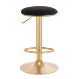 BukkitBow moderne barkruk van fluweel met metalen frame, verstelbare zithoogte, 360° draaibaar en voetensteun, zithoogte 61-82 cm.