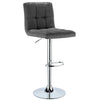 Moderne BukkitBow barkruk met linnen zitting, verchroomd staal, verstelbaar en draaibaar, comfortabele zithoogte 60-82 cm.