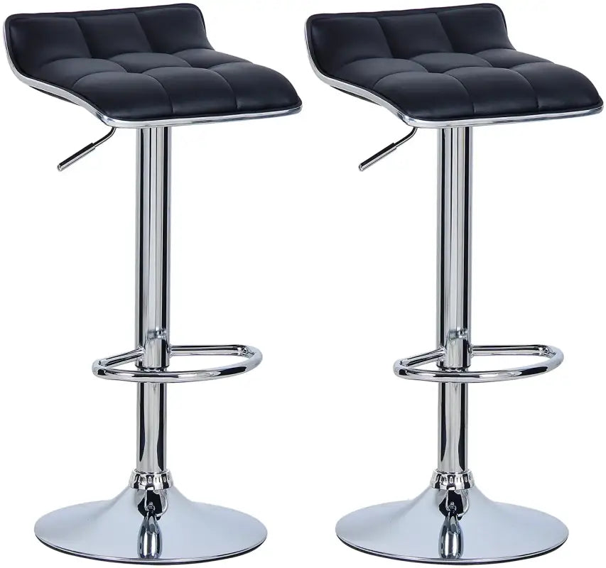 Moderne verstelbare barkruk van BukkitBow met verchroomd staal en kunstleer, ergonomische zitting, hoogte 54-76 cm.
