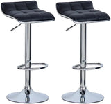 Moderne verstelbare barkruk van BukkitBow met verchroomd staal en kunstleer, ergonomische zitting, hoogte 54-76 cm.