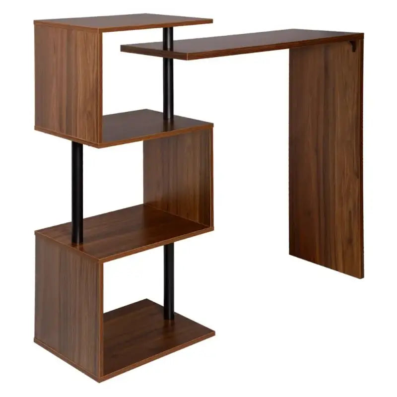 Moderne BukkitBow bartafel met opbergvakken in wit, zwart of donkerbruin, 97,5x38cm, maximale capaciteit 100kg.