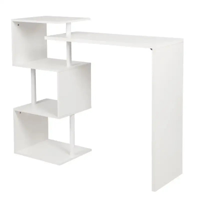 Moderne BukkitBow bartafel met opbergvakken in wit, zwart of donkerbruin, 97,5x38cm, max capaciteit 100kg, geschikt voor thuis of bar.