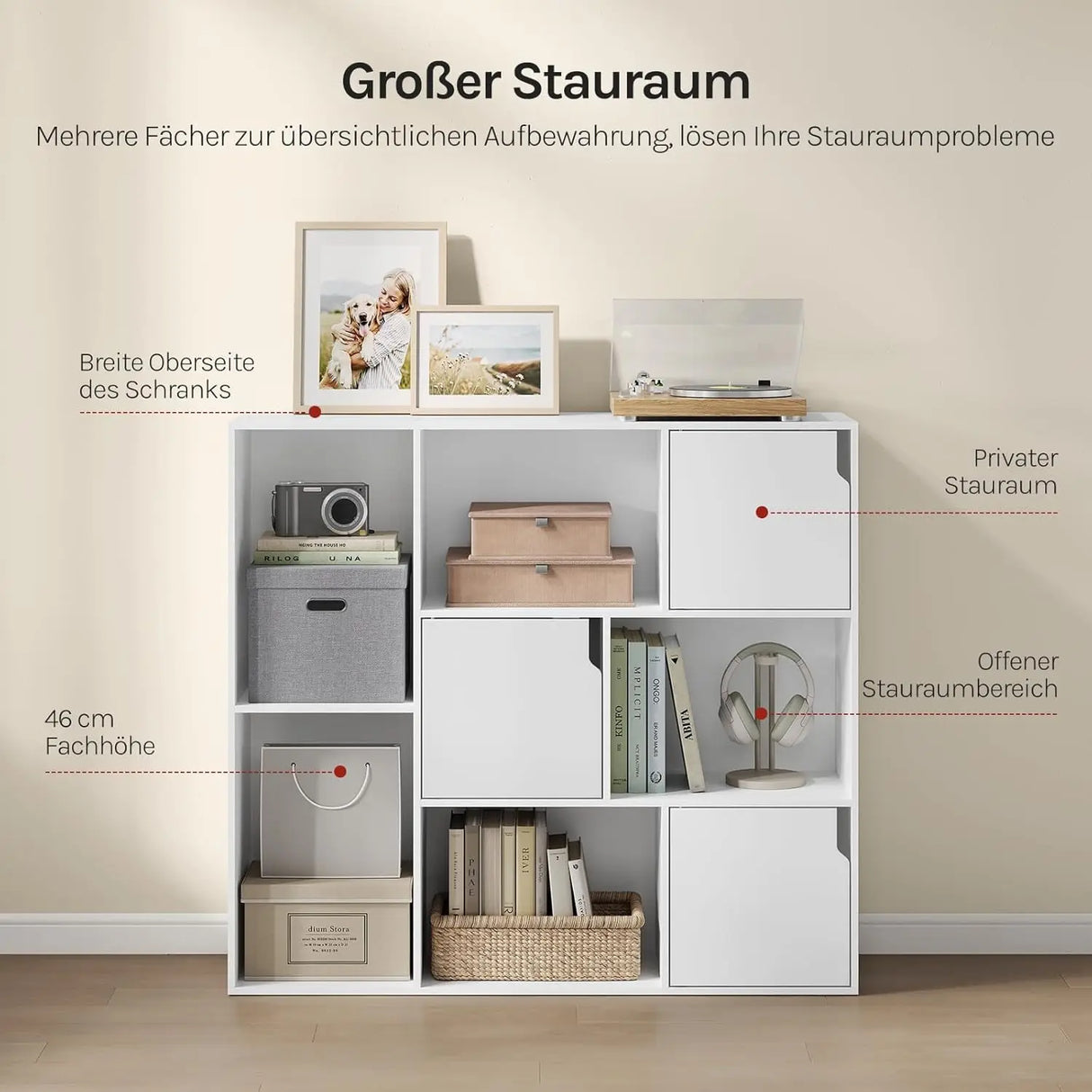 BukkitBow - Moderne Boekenkast met 8 Vakken en Deuren - FSC Hout