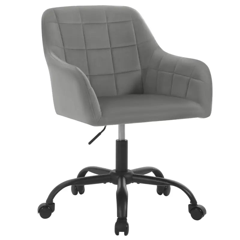 Moderne BukkitBow bureaustoel op wielen met linnen/velvet bekleding, metalen frame, verstelbare hoogte en 360° draaibaar.