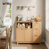 Moderne BukkitBow dressoir met 3 laden en verstelbare planken, strak ontwerp en stevig houten afwerking.