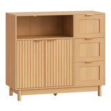 Moderne BukkitBow dressoir met 3 laden en verstelbare planken, strakke uitstraling en ruim opbergvak voor woonkamer of eetkamer.