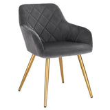 Moderne BukkitBow eetkamerstoel van stof en fluweel, ergonomisch en comfortabel met een zithoogte van 47 cm.