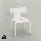 Set van 2 moderne BukkitBow eetkamerstoelen met metalen onderstel en wielen, stijlvolle en comfortabele eetkamerstoel.