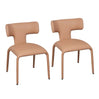 Twee moderne BukkitBow eetkamerstoelen met metalen onderstel en wielen, strak design, set van 2 stuks.