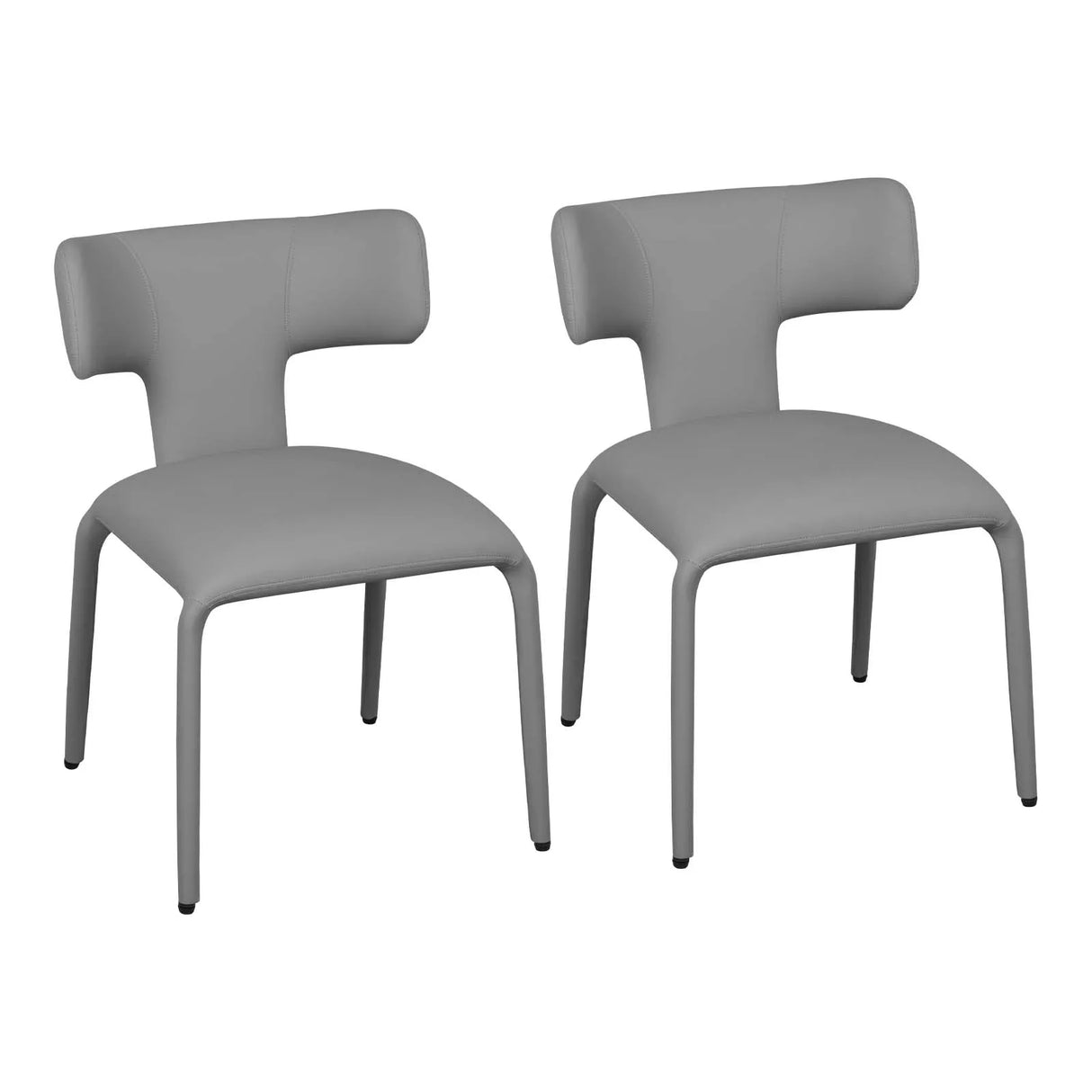 Set van 2 moderne BukkitBow eetkamerstoelen met metalen onderstel en wielen, comfortabele zit en strak design