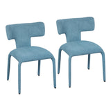 Set van 2 moderne BukkitBow eetkamerstoelen met metalen onderstel en wielen, stijlvolle en comfortabele eetkamerstoel.
