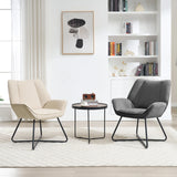 Moderne BukkitBow fauteuil van linnen met X-vormig onderstel, comfortabele zit en stijlvolle design voor in de woonkamer