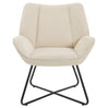 Moderne linnen BukkitBow fauteuil met X-vormig onderstel, elegante zithoek met comfortabele bekleding.
