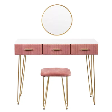 Moderne BukkitBow kaptafel met spiegel en krukje, geschikt voor kinderen en volwassenen, 100x40 cm, stijlvolle make-up tafel.