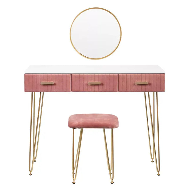 Moderne BukkitBow kaptafel met spiegel en krukje, geschikt voor kinderen en volwassenen, 100x40 cm, stijlvolle make-up tafel.
