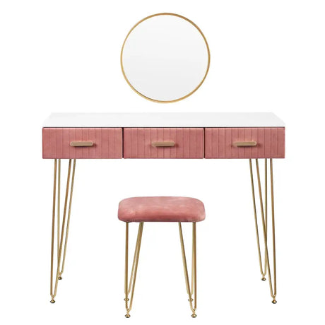 Moderne BukkitBow kaptafel met spiegel en krukje, geschikt voor kinderen en volwassenen, 100x40 cm, stijlvolle make-up tafel.