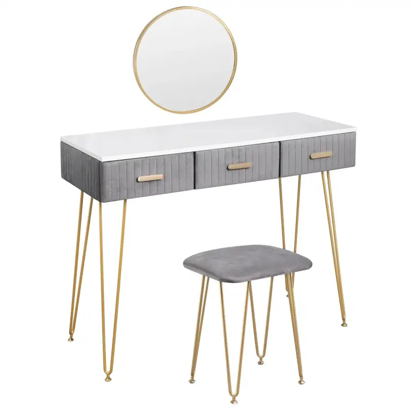 BukkitBow moderne kaptafel voor kinderen en volwassenen met spiegel en krukje, afmetingen 100x40 cm, stijlvolle make-up tafel