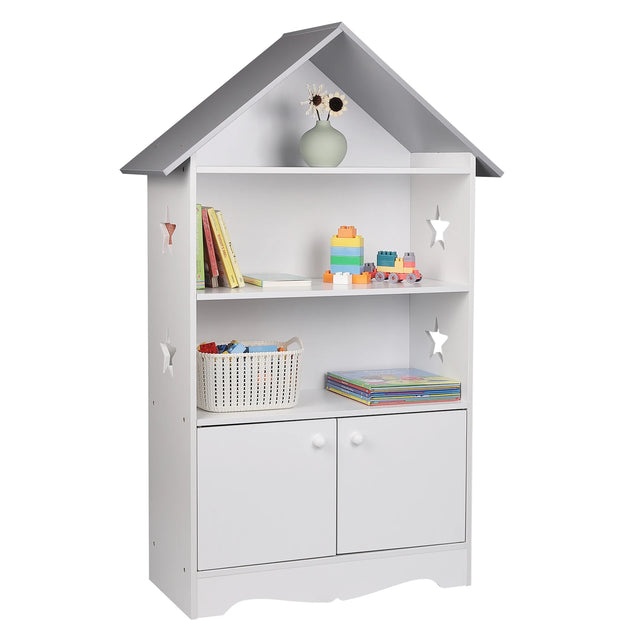 Moderne BukkitBow kinderboekenkast met stervormig design en kastdeurtje, kleurrijk en kindvriendelijk, ideaal voor de kinder- of speelhoek.