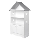 Moderne kinderboekenkast BukkitBow met kastdeurtje en stervormig design, geschikt voor kinderkamers, in kleurrijk en speels uiterlijk.