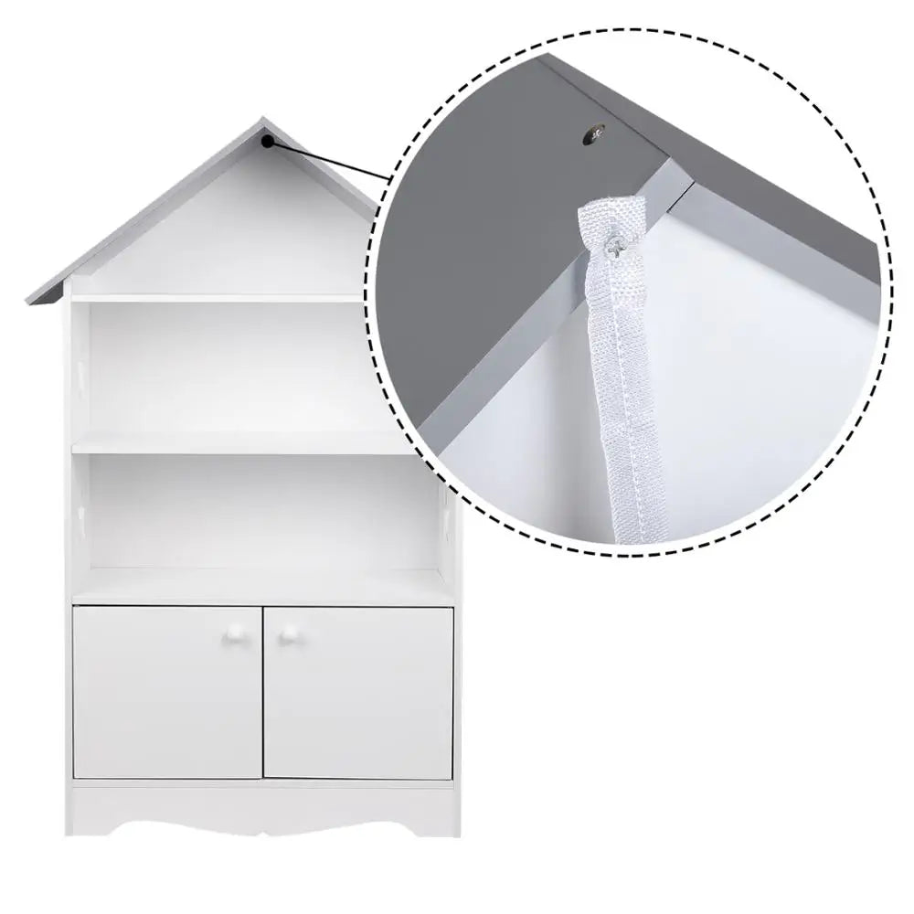 Moderne BukkitBow kinderboekenkast met stervormig deurtje en kleurrijk design, ideaal voor de kinderkamer.