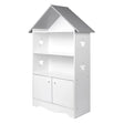 Moderne BukkitBow kinderboekenkast met stervormig design en kastdeurtje, geschikt voor kinderkamers, in heldere kleuren.