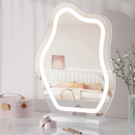 Moderne BukkitBow make-up spiegel in wolkvorm met LED-verlichting, helder en stijlvol voor perfecte make-up applicatie