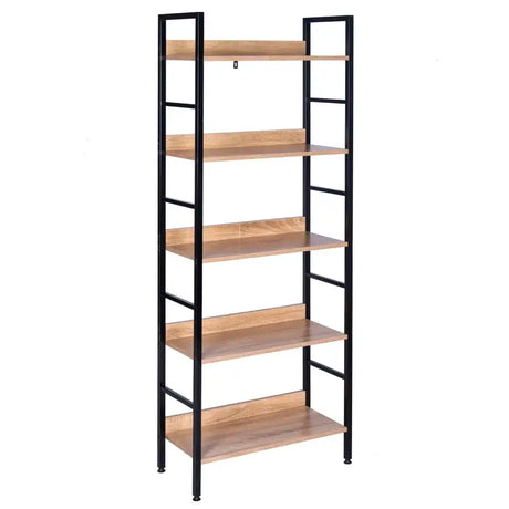 BukkitBow moderne open boekenkast met 5 legplanken, stevig en duurzaam, afmetingen 60x27,5x160 cm, veelzijdig design.