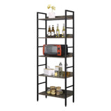 BukkitBow moderne open boekenkast met 5 lagen, houten design, stevige constructie en veelzijdige opbergruimte, afmetingen 60x27,5x160 cm