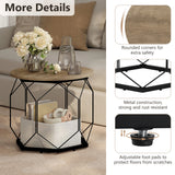Set van 2 ronde bijzettafels van BukkitBow, metalen frame en houtlook, modern design voor woonkamer of zithoek