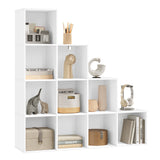 Moderne BukkitBow boekenkast met 10 open vakken in L-vorm, strak design en houtlook, perfect voor woon- of kantoorruimte.