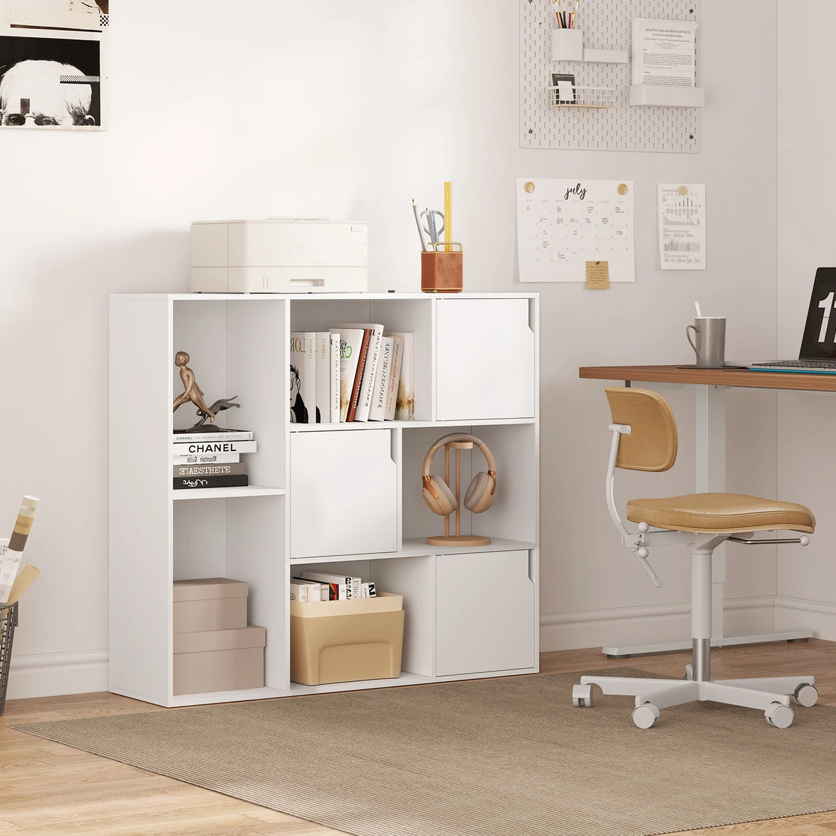 BukkitBow moderne vakkenkast met 8 verstelbare, krasbestendige vakken, ideaal voor boeken en decoratie in de woonkamer