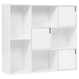BukkitBow moderne vakkenkast met 8 verstelbare, krasbestendige vakken, geschikt voor boeken en decoratie in een woonkamer.