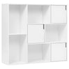 BukkitBow moderne vakkenkast met 8 verstelbare, krasbestendige vakken, geschikt voor boeken en decoratie in een woonkamer.