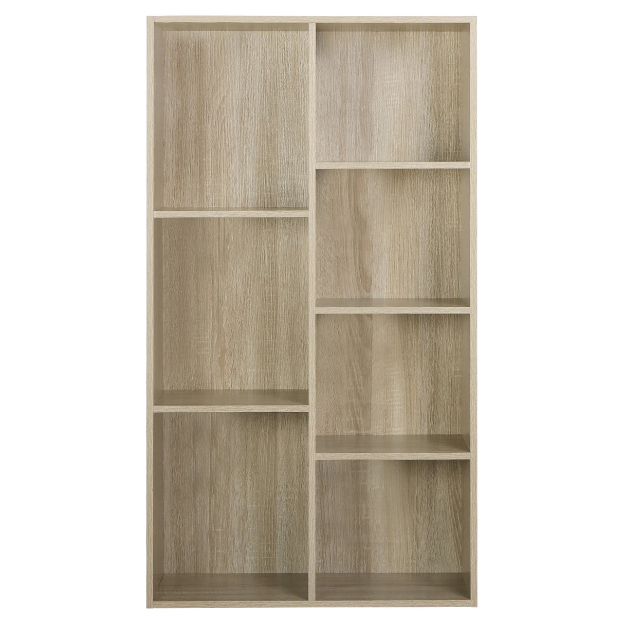 Moderne BukkitBow boekenkast met 7 vakken in Scandinavisch design, gemaakt van hout met strakke lijnen en minimalistische stijl.