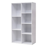 Moderne BukkitBow boekenkast met 7 vakken in Scandinavisch design, zwart hout en strakke lijnen, geschikt voor woonkamer of kantoor.