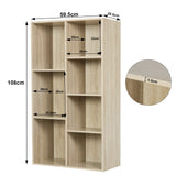 Moderne BukkitBow Boekenkast met 7 vakken in Scandinavisch design, natuurlijke houtlook en strakke lijnen.