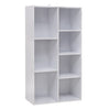 Moderne BukkitBow boekenkast met 7 vakken in Scandinavisch design, witte houten boekenkast met strakke lijnen