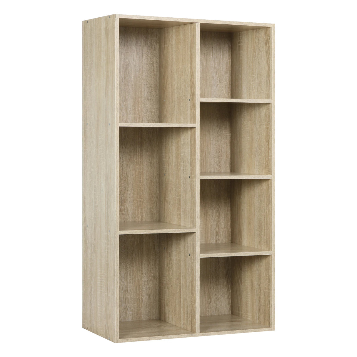 Moderne BukkitBow boekenkast met 7 vakken in Scandinavisch design, met houten finish en strakke lijnen voor een stijlvolle uitstraling.