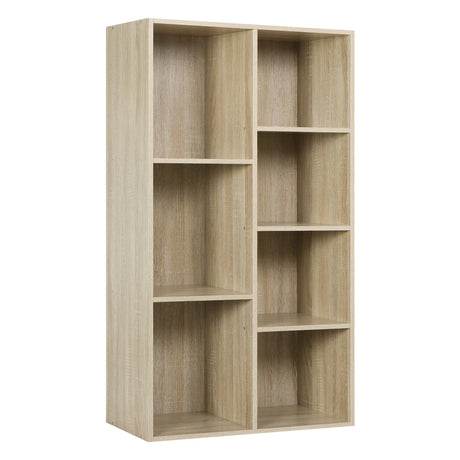 Moderne BukkitBow boekenkast met 7 vakken in Scandinavisch design, met houten finish en strakke lijnen voor een stijlvolle uitstraling.