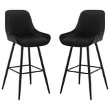 Moderne velvet barkruk van BukkitBow met rugleuning en voetensteun, perfect voor een stijlvolle zithoek.