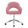 Moderne BukkitBow velvet bureaustoel met armleuningen, ergonomisch design en in hoogte verstelbaar, bekleed met zacht fluweel.
